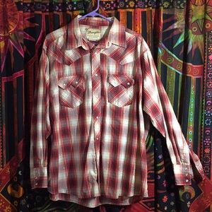 Wrangler Western Snap Long Sleeve Red Shirt